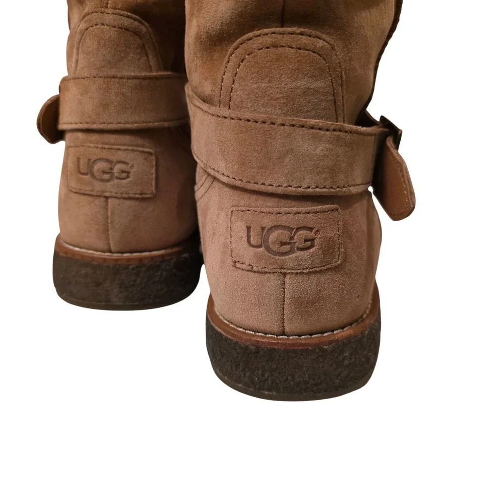 UGG Gellar Tall Suede Leather Waterproof Boots Chestnut‎ Brown 1013196 Womens 8